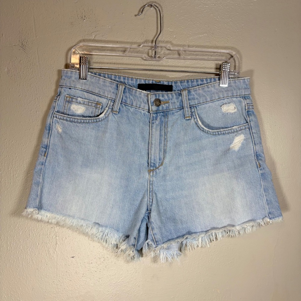 Joe's Jeans Women Light Wash Distressed Raw Hem Denim Shorts Size 30 High Rise